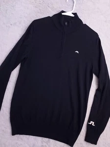 J Lindeberg Sweater Mens Large Kian Zipped Golf Merino Wool Quarter Zip Pullover - Picture 1 of 11