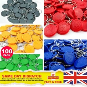 100 X 125Khz RFID Proximity ID Card Token Tags Key fobs Keyfobs - Picture 1 of 8