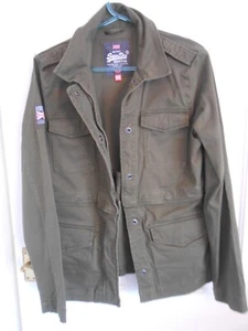 Unusual Superdry women's military long to crop khaki jacket size M (12) - Picture 1 of 5