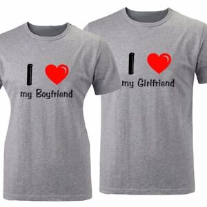 I Love My Boyfriend Girlfiend Couple T-shirts Gift For Valentine's Day Romantic