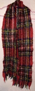 Mohair & Wool Plaid Scotland Made Scarf by Broadway  *BUNDLE & SAVE* - Picture 1 of 4