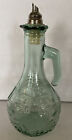 Rare Embossed Glass Cruet Syrup Pitcher 1940?S Floral Design Original Dispenser