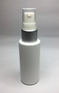 30ml Plastic White Cylindrical Bottle + Matte Silver/White Serum Pump ANY AMOUNT - Picture 1 of 2