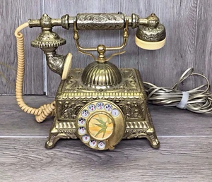 Vintage Brass 1933 Reproduction Grand Emperor Rotary Dial Corded Telephone - Picture 1 of 11