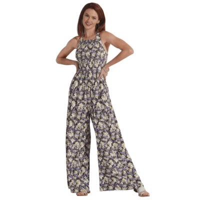 Mono K. Jordan Lavanda Floral Halter Correa Calado Pierna Ancha Talla 1X Suave Niña Foto 1 de 4