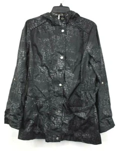 Liz Claiborne Women Black Snake Print Long Sleeve Zip Snap Front Parka Jacket M - Picture 1 of 11