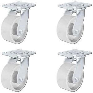 CasterHQ - 4" x 2" Steel Wheel Swivel Casters - Set of 4 - 2,800 LBS Capacity - Picture 1 of 3