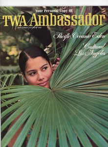September/October 1969 TWA Ambassador Magazine Woman in Hawiian Foliage Cover - Picture 1 of 2