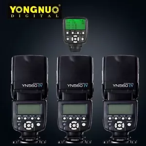 3pcs Yongnuo YN560 IV Flash + YN560-TX II LCD Wireless Controller For Canon Kit - Picture 1 of 12