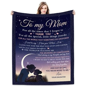 to My Mom Blanket from Daughter - Meaningful Gifts for Mom 60"x50" Fleece Thr... - Picture 1 of 9