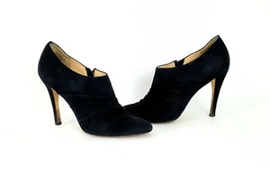 BOUTIQUE 9 Black Thilda Ruched Suede Stiletto Heel Ankle Booties Sz 8 - Picture 1 of 11