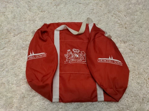 Vintage Philip Morris Duffle Bag Churchill Downs Red Hand Straps Cover