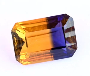 Natural Bi-Color Ametrine 21.90 Ct Emerald Untreated Certified Flawless Gemstone - Picture 1 of 8