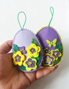 Felt garland Easter egg decorations  Set 2 eggs - Picture 1 of 9