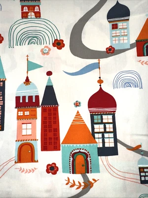 Tallinn Jessica Swift Village Meander Cotton Fabric Towers Angles 1 Y #2 - Image 1 of 4