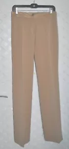 RISS' NKO PARIS Beige Tan STRAIGHT LEG DRESS PANTS W/ LEATHER WAIST New S / 38 - Picture 1 of 5