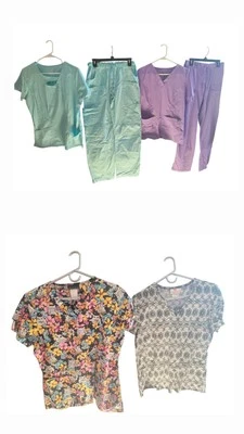 Womens Size Medium 6 Pc Scrub Set Lot Butter-Soft, Cherokee, White Cross... Foto 1 de 4