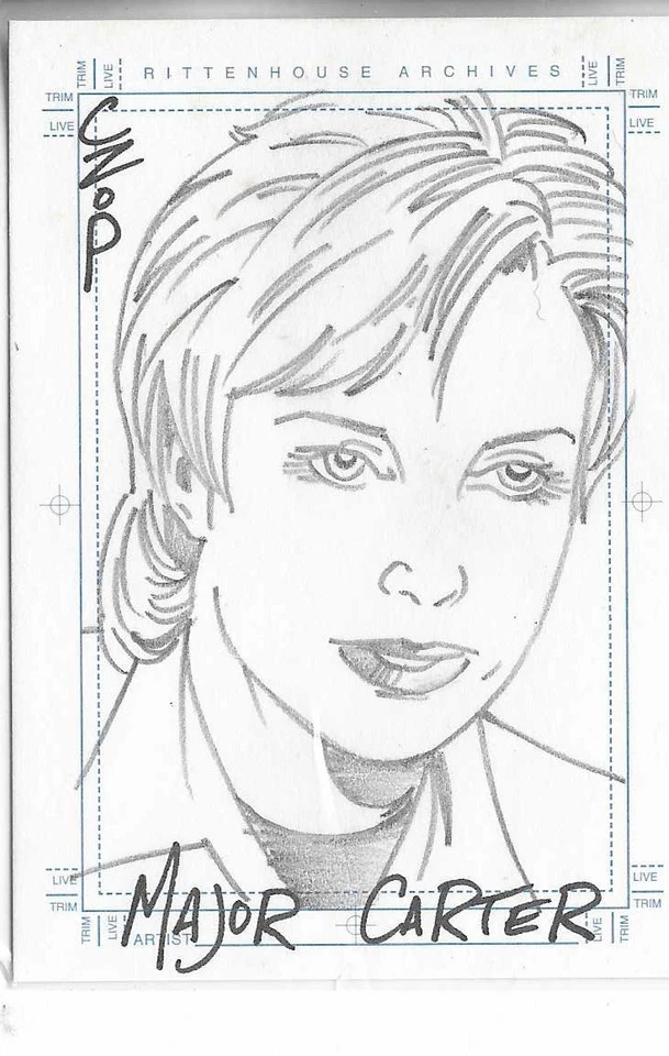 2001 rittenhouse stargate sg-1 season 5 major carter sketch card by czop - Image 1 of 1