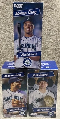 Seattle Mariners Bobblehead Lote-3 2015 SGA Nelson Cruz Robinson Cano Kyle Seager Foto 1 de 4