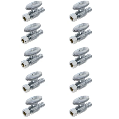 10 Pack XFITTING 1/2" PEX-B x 3/8" OD Compression Straight Stop Valve, Lead Free
