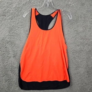 Lululemon Women's Orange Racerback Tank Workout Sleeveless Navy Back Size 10 - Picture 1 of 9