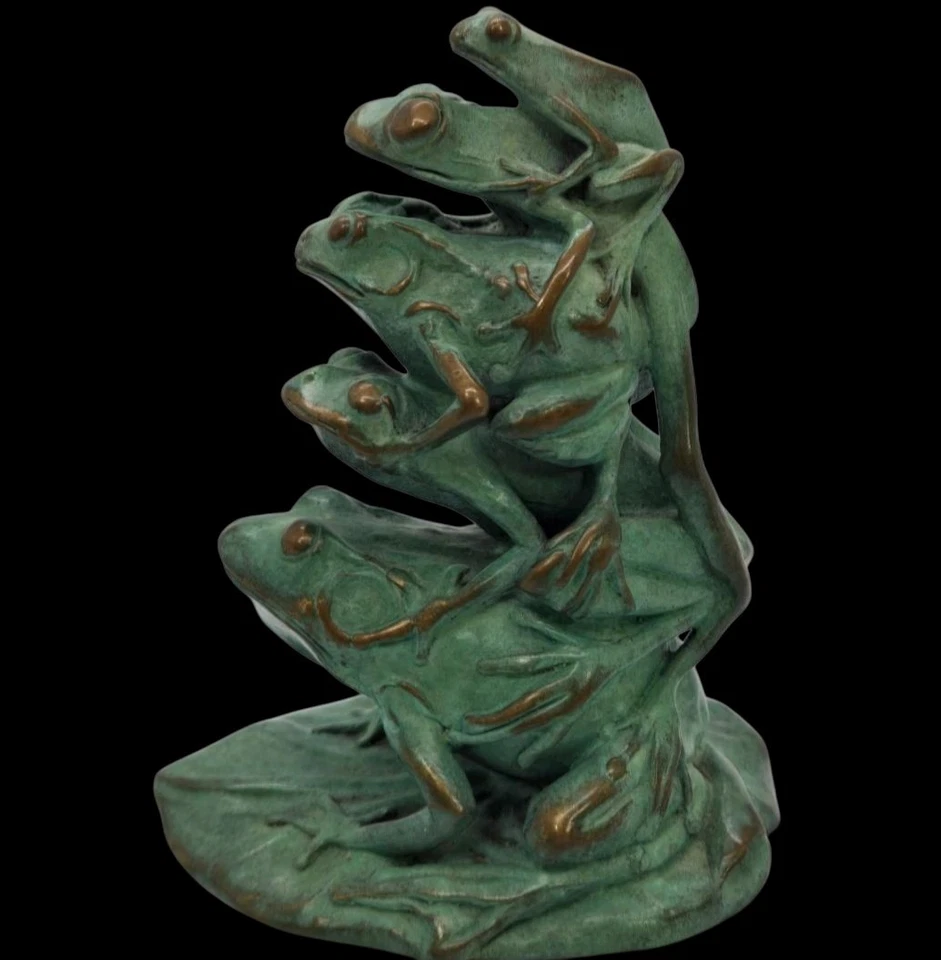 Escultura de ranas apiladas de bronce Pozycinski Studios edición limitada 1999 67/500 Foto 1 de 4