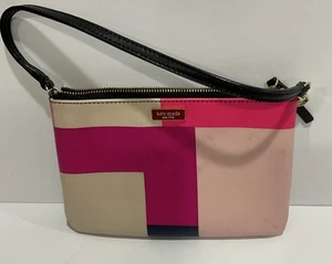 Kate Spade Wristlet Mini Handbag Color block Pink Navy Purple Black - Picture 1 of 8