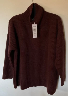 Suéter Eileen Fisher Reciclado 75% Cachemira/25% Lana Redwood Cuello Alto XL - NUEVO CON ETIQUETAS Foto 1 de 4