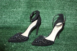 Jessica Simpson Jeweled Pointy Black Stiletto Heels Size 8.5 39 - Picture 1 of 11