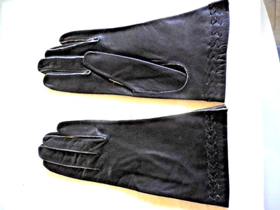 Vintage Edelweiss Kid Skin Leather Ladies Glove Brown Size 6 3/4" Md In France - Image 1 of 4