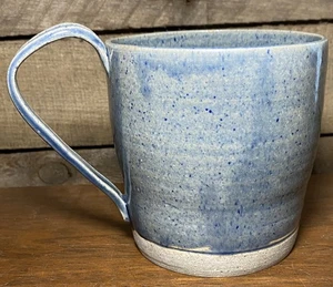 Signed Hand Thrown Artist Blue Glaze Art Pottery - 24 oz Jumbo Coffee Mug Cup - Picture 1 of 20