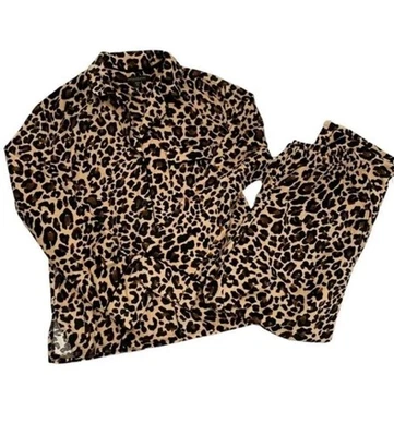 Donna Karan Conjunto Pijama Terciopelo Estampado Leopardo Talla Pequeña Foto 1 de 4