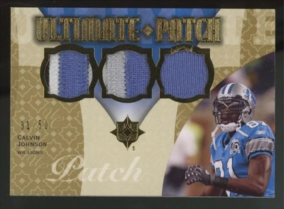 2009 UD Ultimate Collection Calvin Johnson Gold Ultimate Patch /50 #U-19 - Image 1 of 2