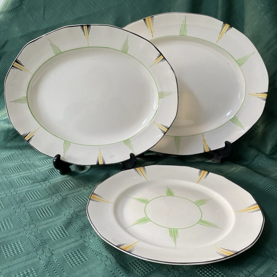 Barker Bros Tudor Ware Bundle Serving Plates Set of 3 Art Deco Hand Painted - Image 1 of 4