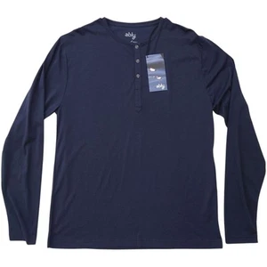 Camisa ABLY Henley Para Hombres Grande Gris Frank Filium Activada Manga Larga Nueva Con Etiquetas Slub - Imagen 1 de 13