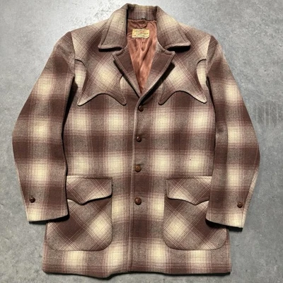 Vintage 50s Jack Frost Wool Shadow Plaid Blazer Size 42 Rare Rockabilly Western  - Image 1 of 4