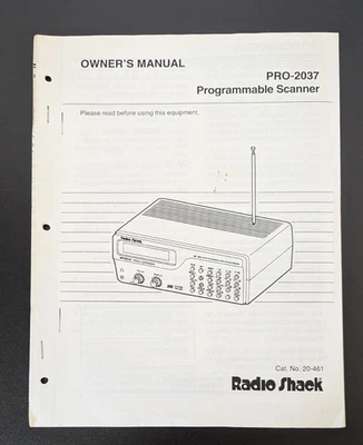 Realistic RadioShack PRO-2037 Owner's Manual Programmable Scanner CAT No. 20-461 - Image 1 of 4