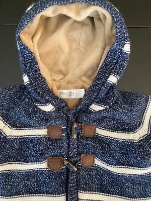 Mayoral Baby Cozy Fleece-Lined Hooded Knit Duffle Sweater 12mth Toggle - Image 1 of 4