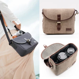Vintage Canvas Camera Travel Bag Insert Case For DSLR SLR Canon Nikon Sony Lens  - Picture 1 of 15