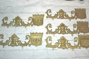 Antique French Fish Ornate Brass Decorative Plaques Hardware Lot of 5 - Picture 1 of 10