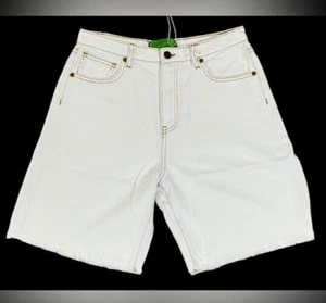 Free People x Sandrine Rose Women Raw Hem White Denim Bermuda Shorts 31 - Picture 1 of 10