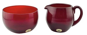 Vintage 1960’s Reijmyre Sweden Sugar Bowl & Creamer MCM Ruby Red Glass 3” - Bild 1 von 4