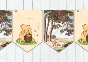 Winnie The Pooh Baby Shower Bunting, Nursery decoration Birthday Banner - Picture 1 of 1