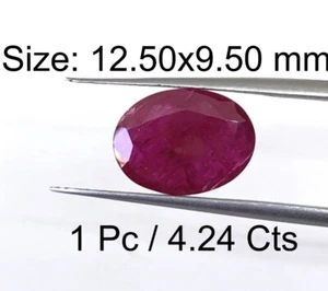 4.24 Ct Ruby Oval Shape Size 12.5x9.5 mm Cut Faceted Gemstone For Jewelry 5858 - Picture 1 of 6