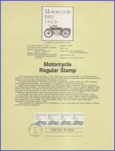 USA5 #1899 U/A SOUVENIR PAGE FDC STR4 Motorcycle 1913 - Picture 1 of 1