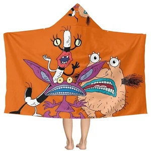 Beach Bath Towel Hooded for Aaahh!!! Real Monsters Poncho for Kids Boy Swimming - Imagen 1 de 9