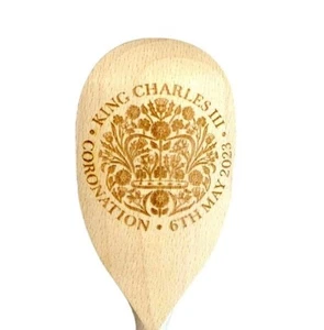 King Charles III Coronation Gift Engraved Wooden Spoon Souvenir Memorial - Picture 1 of 1