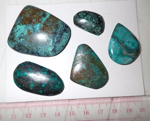 Turquoise Stone Flat Free Form Cabochon 165 Carat 5 pieces 33 gram Lot C - Picture 1 of 6
