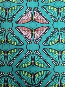 Swallowtail Butterflies Teal Cotton Fabric Fat Quarter - Picture 1 of 2
