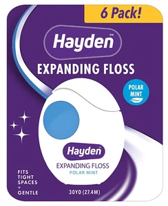 Expanding Dental Floss | 6 Pack | Polar Mint Woven Floss with anti Tartar Active - Picture 1 of 12